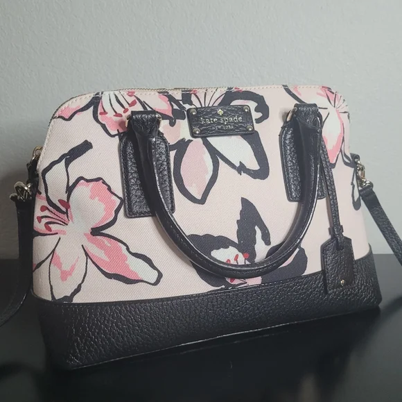 Kate Spade Bay Street Floral Rachelle Bag- Antilles Bubbles Tiger Lily Pink, Blk - Picture 3 of 16